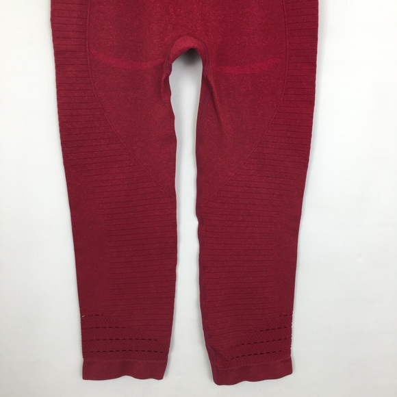 Gymshark Capri Seamless High Waist Dry Leggings Burgundy Cropped Workout Pants - Picture 10 of 13